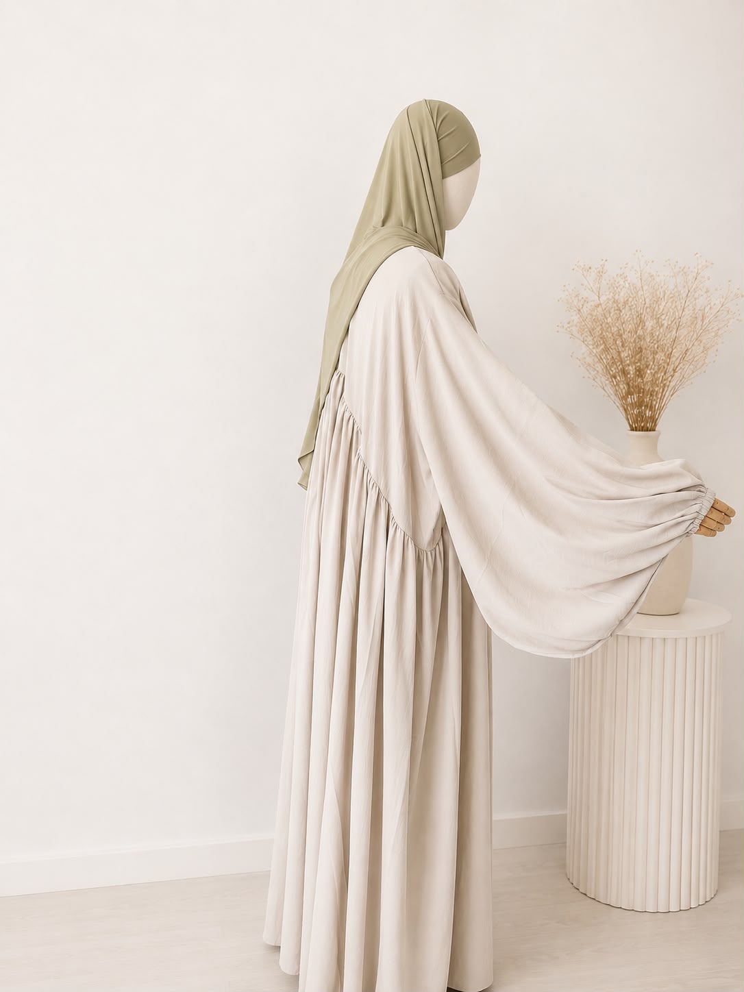 Extra Lång Ballongärmad Haya Abaya - Image 3
