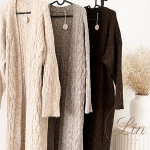 Maxi Chunky Knitted Cable Cardigan i ullmix